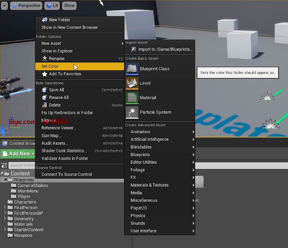 虚幻引擎的50个提高效率的技巧-快速开发提示 #07 UE - 彩色文件夹! 虚幻引擎的50个提高效率的技巧-快速开发提示 #07 UE - 彩色文件夹!
