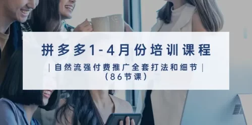 拼多多1-4月份培训课程，自然流强付费***广全套打法和细节（86节课）